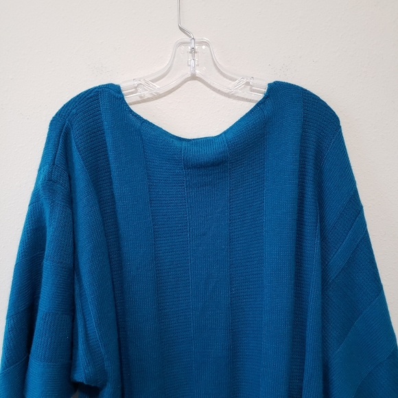 Just My Size Wide Sleeve Loose Knitwear Tunic Sweater in Venice Blue Women's 3X - Picture 5 of 10
